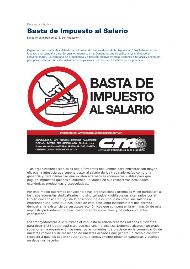 160315 BASTA DE IMPUESTO AL SALARIO  CTA1