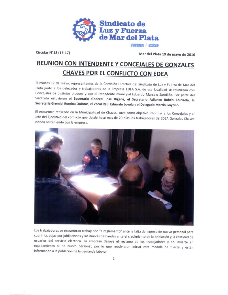 Circular 18 (16-17) Reunion con Intendente y concejales Chaves