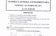 VIERNES 3 DE MARZO DE 2017: ASAMBLEA GENERAL EXTRAORDINARIA