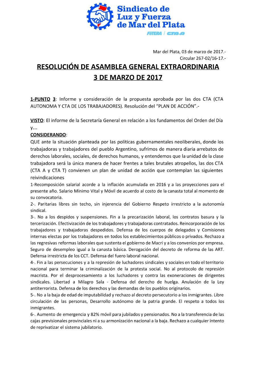 RESOLUCIÓN DE A.G.E. DEL 3 DE MARZO DE 2017 (punto 3)