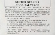 15 de mayo: Elección de Delegado en Cooperativa Balcarce (Guardia)