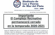 El complejo recreativo permanecerá cerrado en la temporada 2020-21