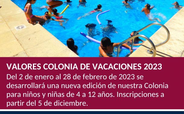 Valores Colonia de vacaciones 2023