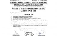 CONVOCATORIA A ASAMBLEA GENERAL ORDINARIA EJERCICIO DEL 1/05/2023 AL 30/04/2024