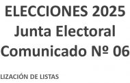 JUNTA ELECTORAL Comunicado Nº6 - Oficialización de listas